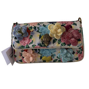 NWT Kurt Geiger Kensington 3D Flowers Chain Strap Handbag Colorful Statement Bag